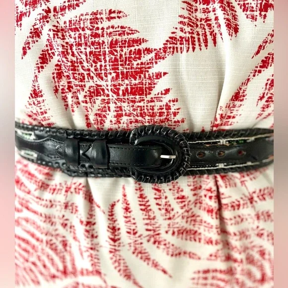 Vintage Belt Leather Beaded Native American Black MultiColor Size Small Navajo - Picture 2 of 9